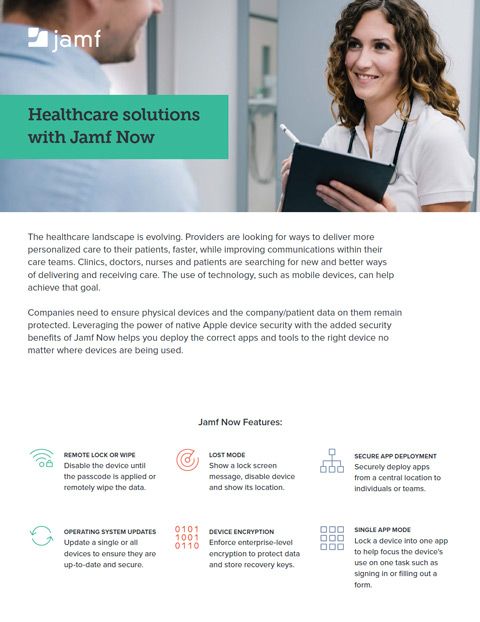 Healthcare solutions with Jamf Now